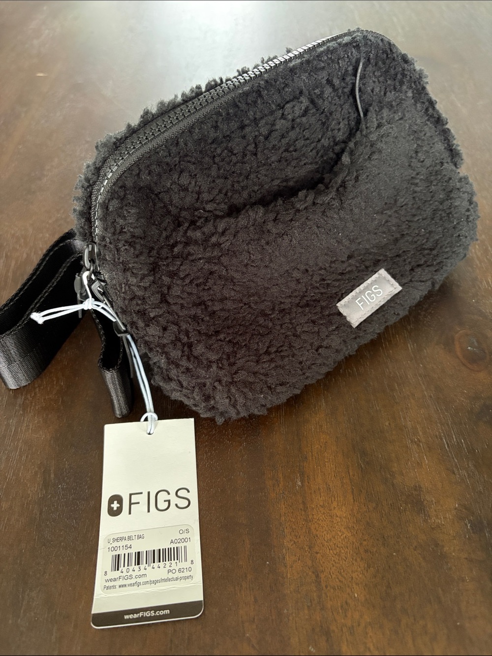 FIGS Black Sherpa Belt Bag